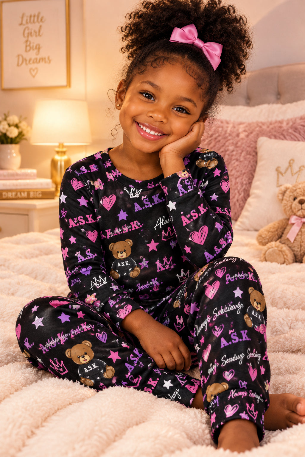 LITTLE GIRLS PJ'S BLACK