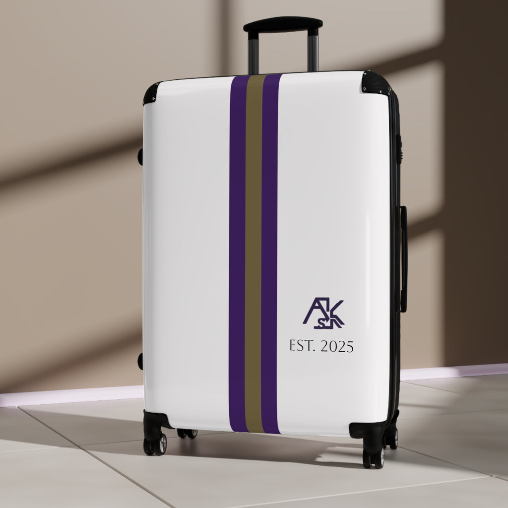 Striped Monogram Carry-On Suitcase — Personalized "AK" Est. 2023 Travel Luggage