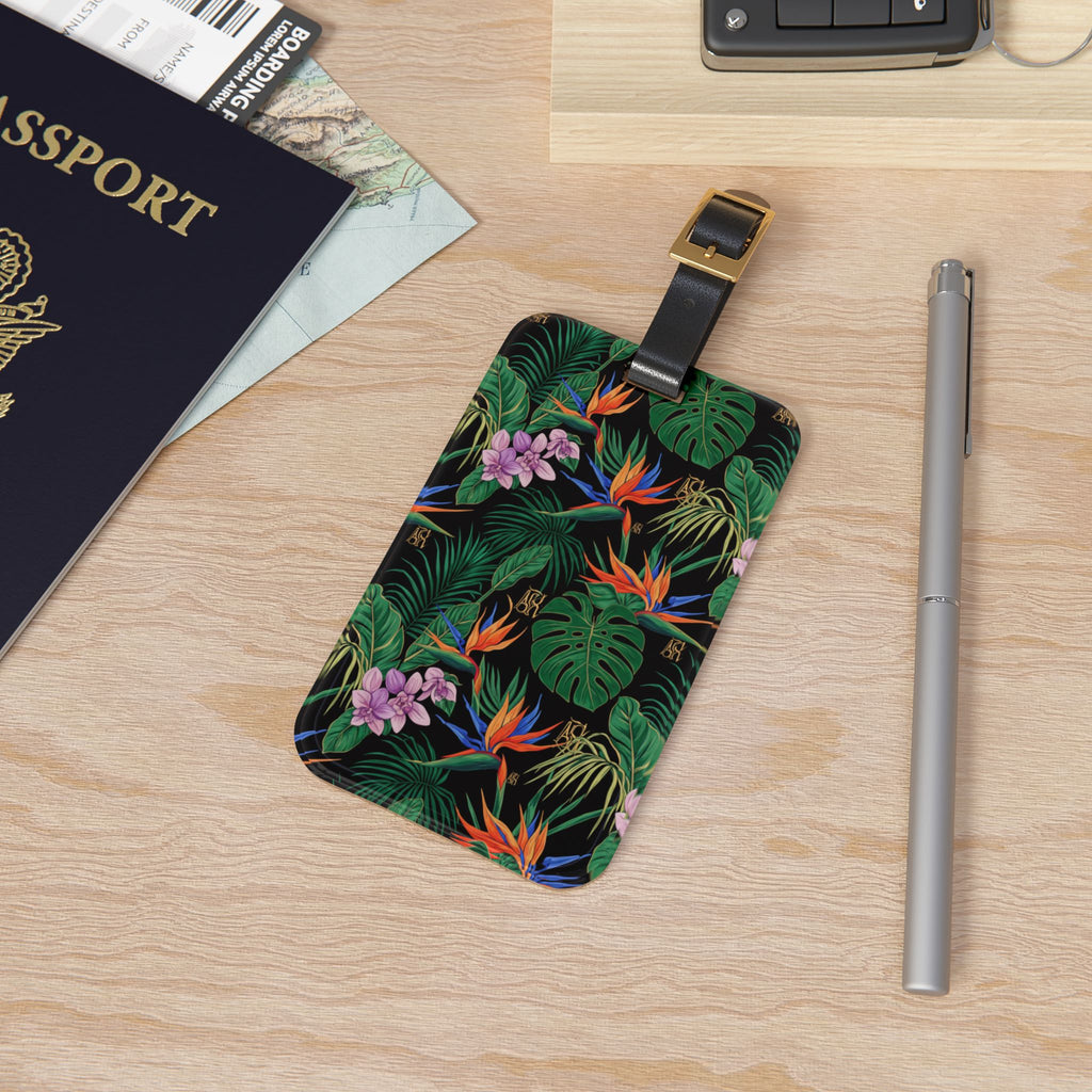 Tropical Floral Luggage Tag — Bird of Paradise & Monstera Travel ID