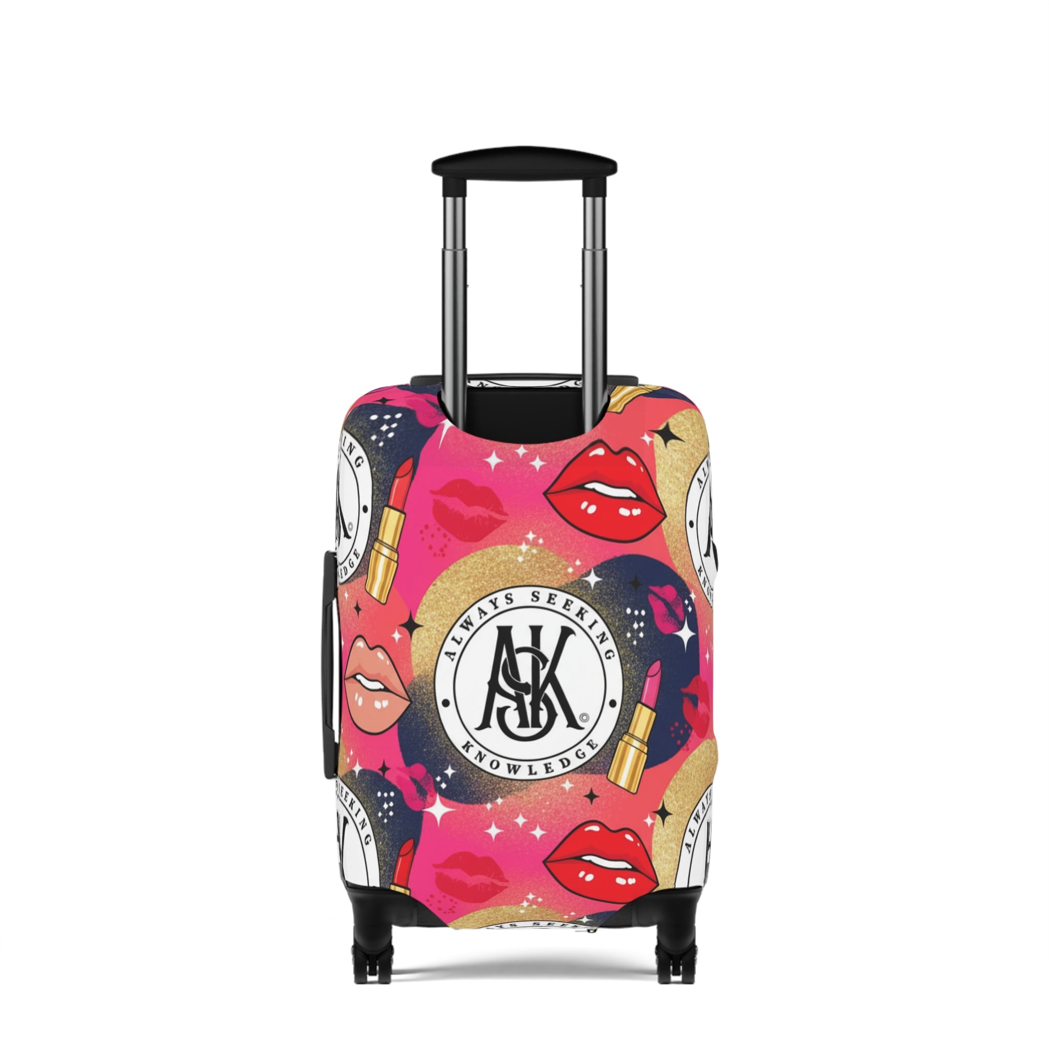 Cosmetic Pop Art Luggage Cover — Bold Lipstick & Kiss Print Travel Protector