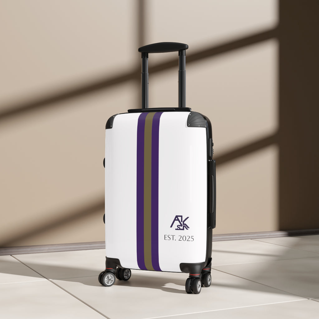 Striped Monogram Carry-On Suitcase — Personalized "AK" Est. 2023 Travel Luggage