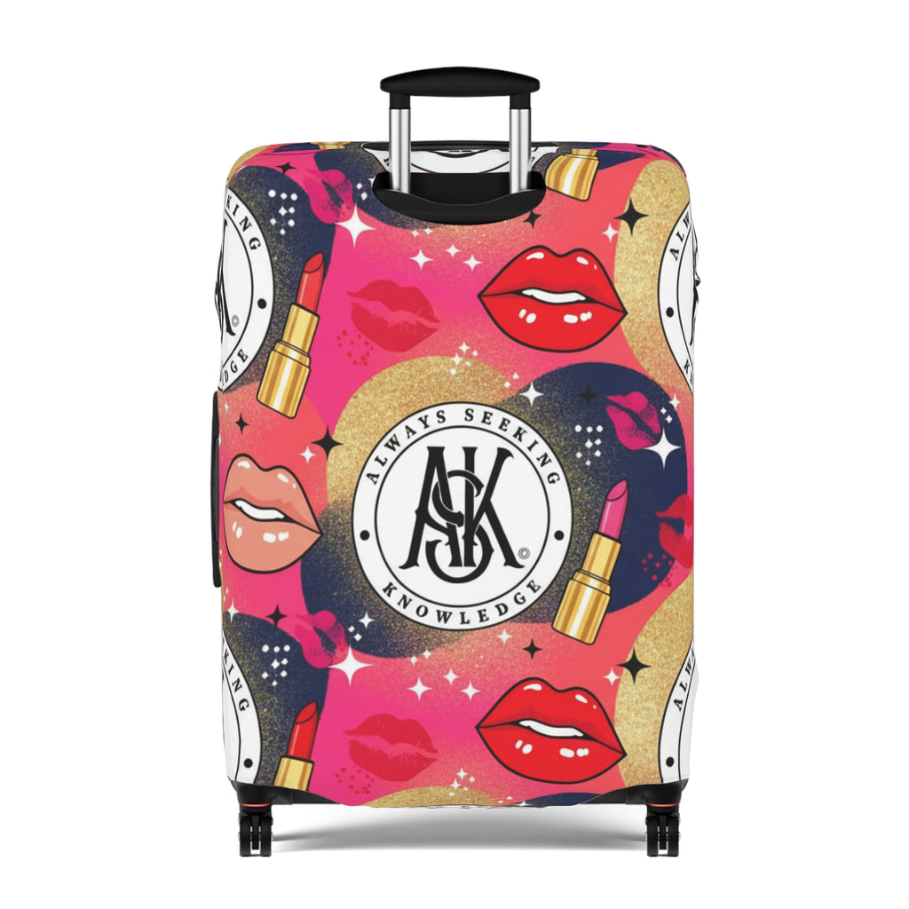 Cosmetic Pop Art Luggage Cover — Bold Lipstick & Kiss Print Travel Protector