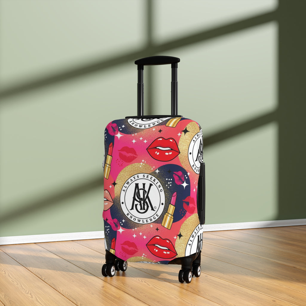 Cosmetic Pop Art Luggage Cover — Bold Lipstick & Kiss Print Travel Protector