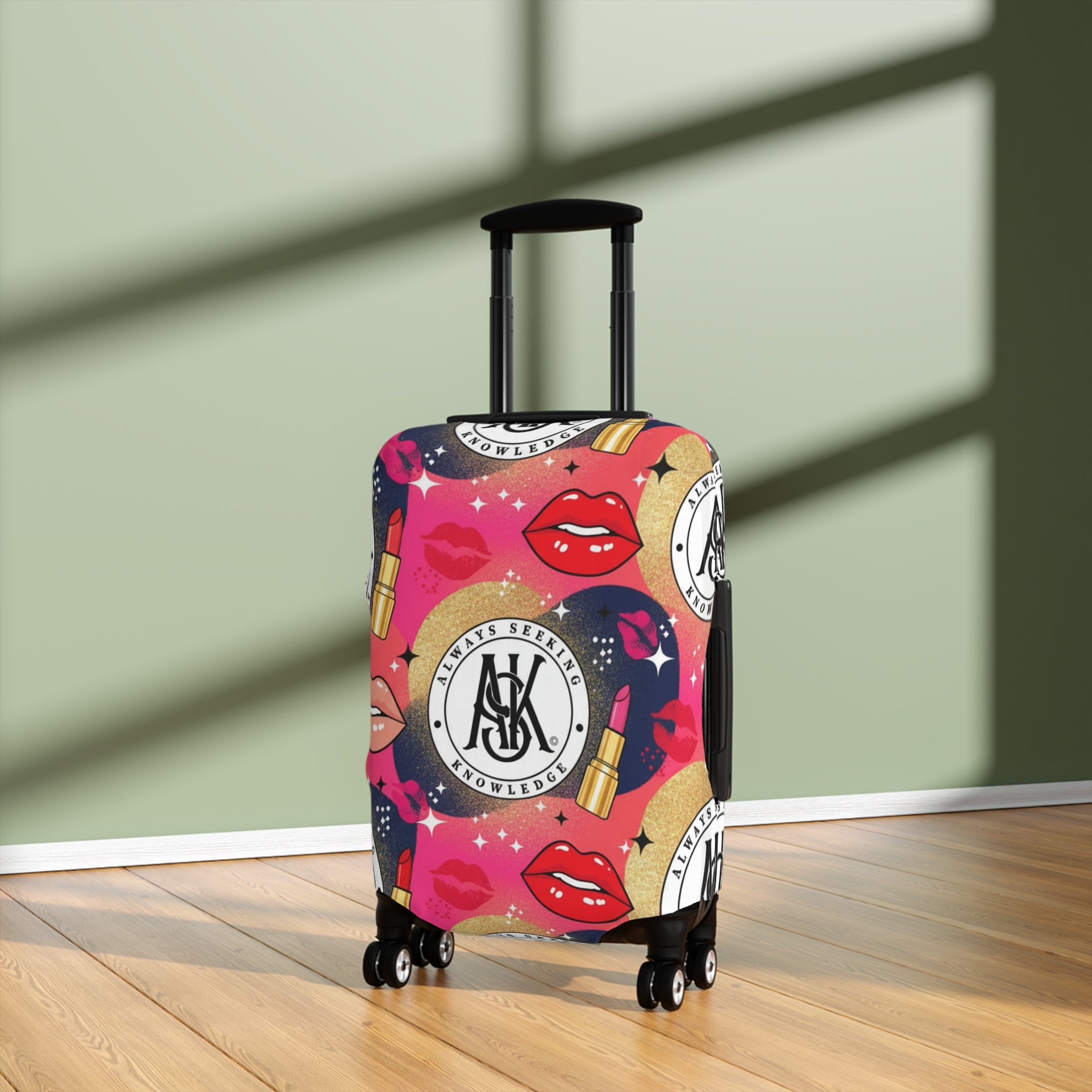Cosmetic Pop Art Luggage Cover — Bold Lipstick & Kiss Print Travel Protector