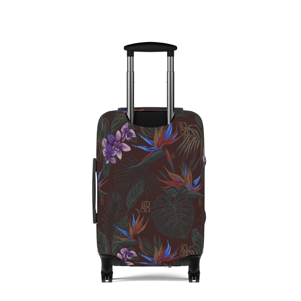 Tropical Night Luggage Cover — Dark Floral Suitcase Protector