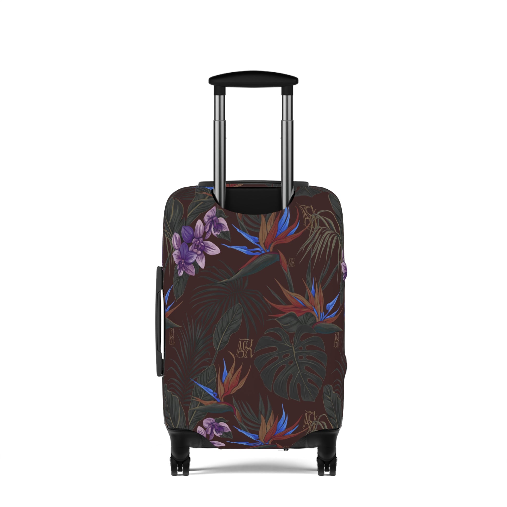 Tropical Night Luggage Cover — Dark Floral Suitcase Protector