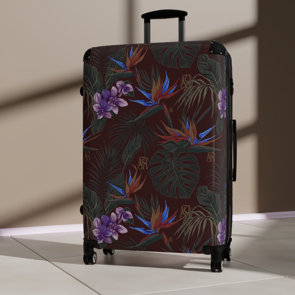 Tropical Night Carry-On Suitcase — Floral Bird of Paradise Luggage
