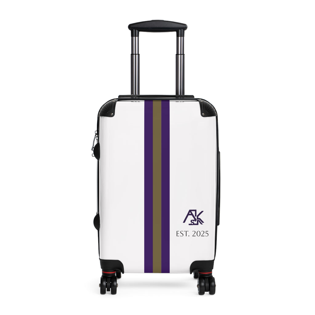 Striped Monogram Carry-On Suitcase — Personalized "AK" Est. 2023 Travel Luggage
