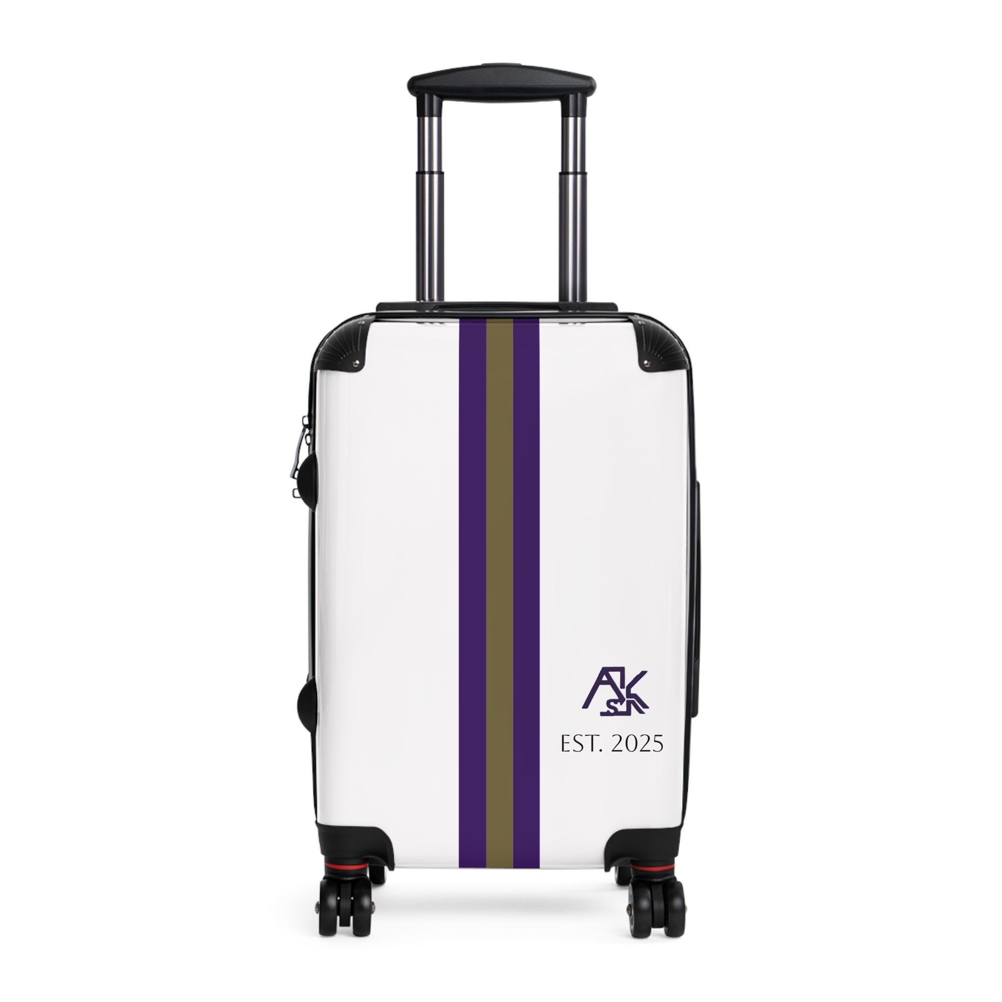 Striped Monogram Carry-On Suitcase — Personalized "AK" Est. 2023 Travel Luggage