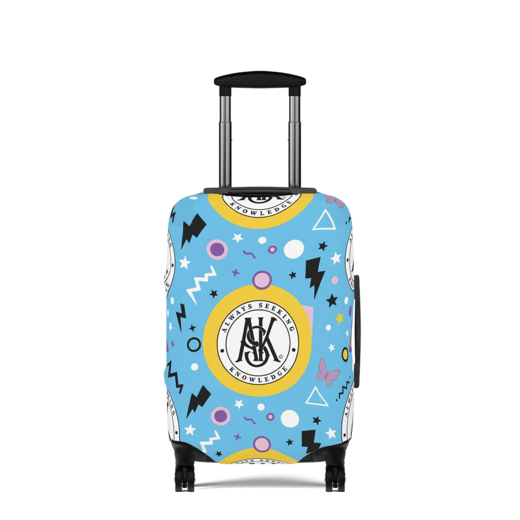 Retro Blue Luggage Cover with Monogram Emblem