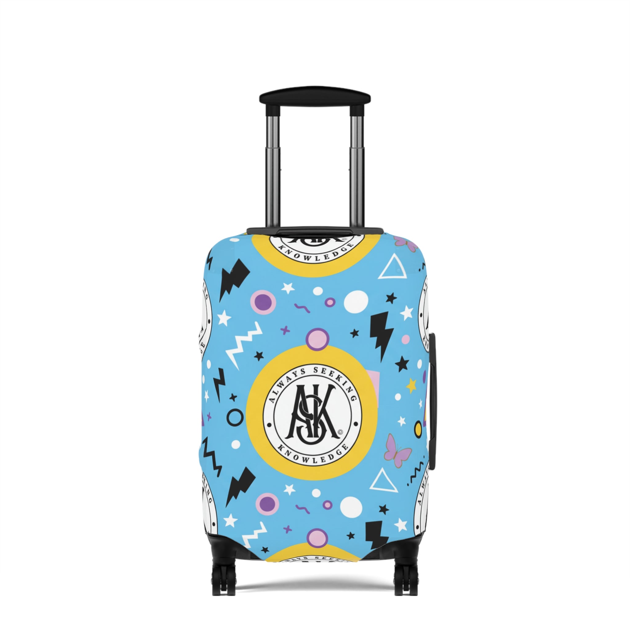 Retro Blue Luggage Cover with Monogram Emblem
