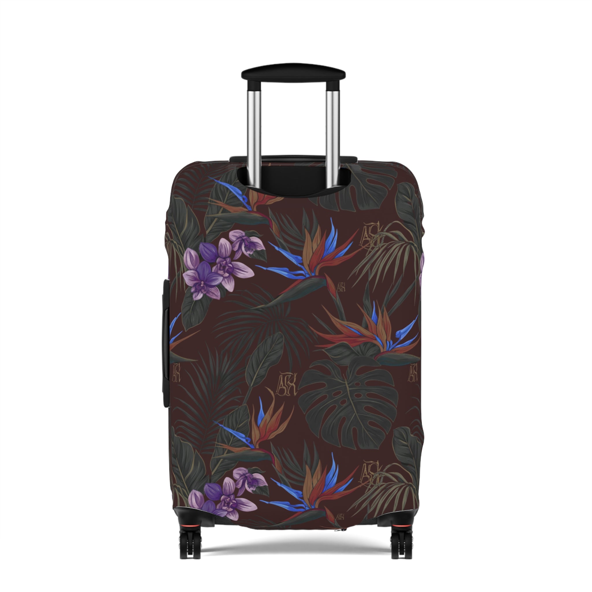 Tropical Night Luggage Cover — Dark Floral Suitcase Protector