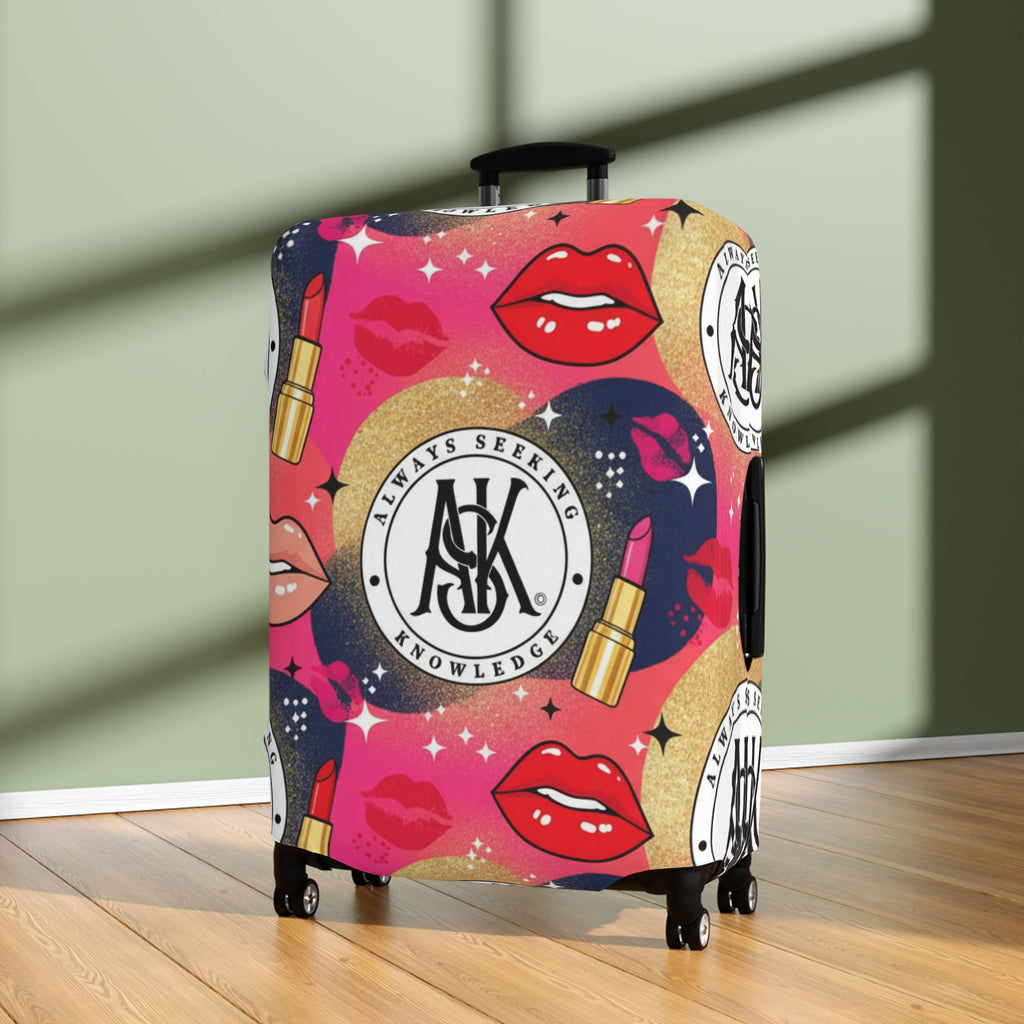 Cosmetic Pop Art Luggage Cover — Bold Lipstick & Kiss Print Travel Protector