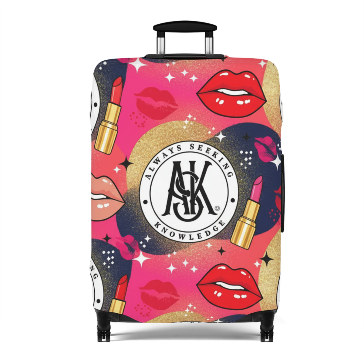 Cosmetic Pop Art Luggage Cover — Bold Lipstick & Kiss Print Travel Protector
