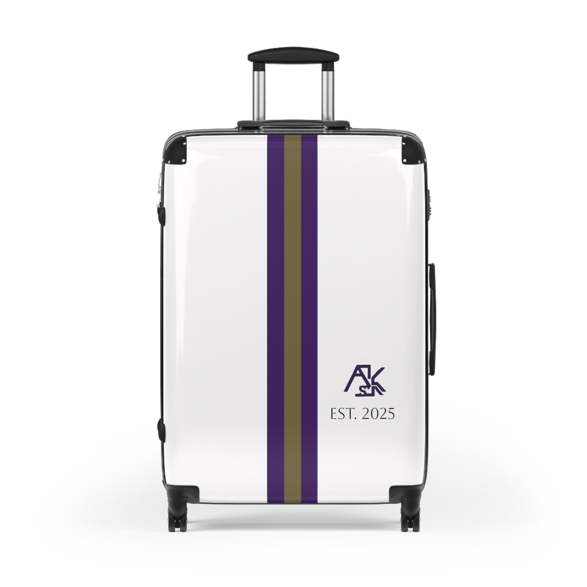 Striped Monogram Carry-On Suitcase — Personalized "AK" Est. 2023 Travel Luggage
