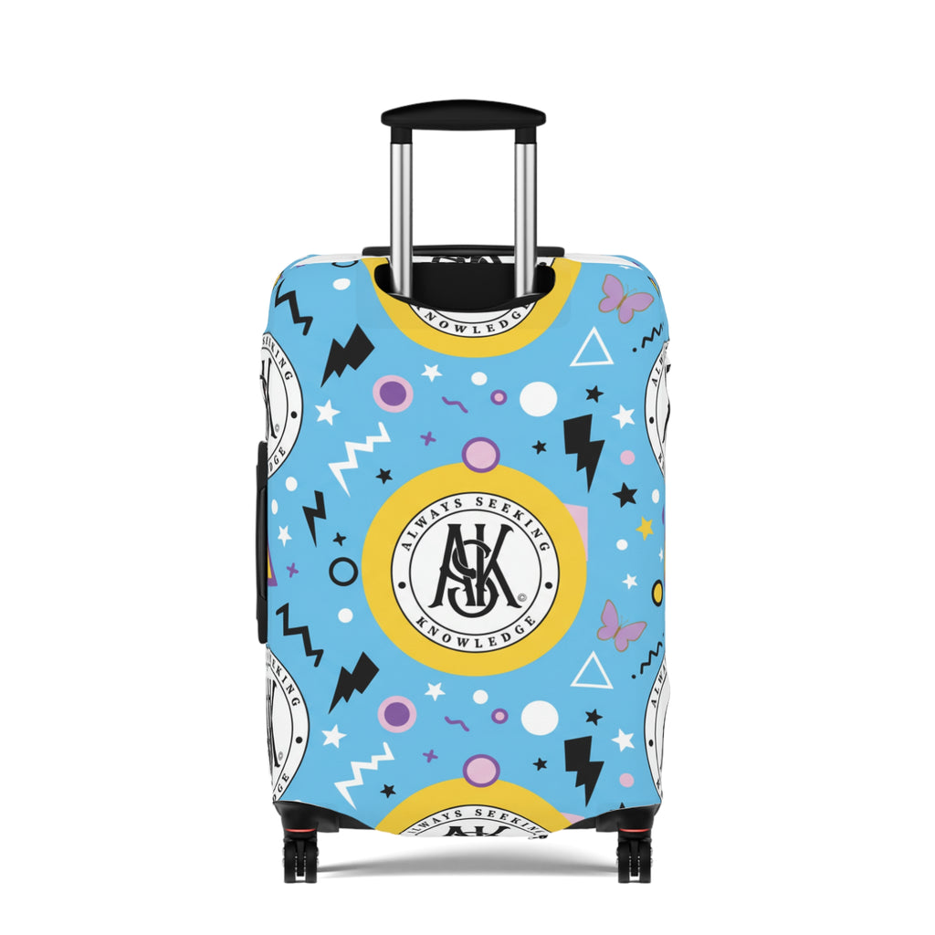 Retro Blue Luggage Cover with Monogram Emblem