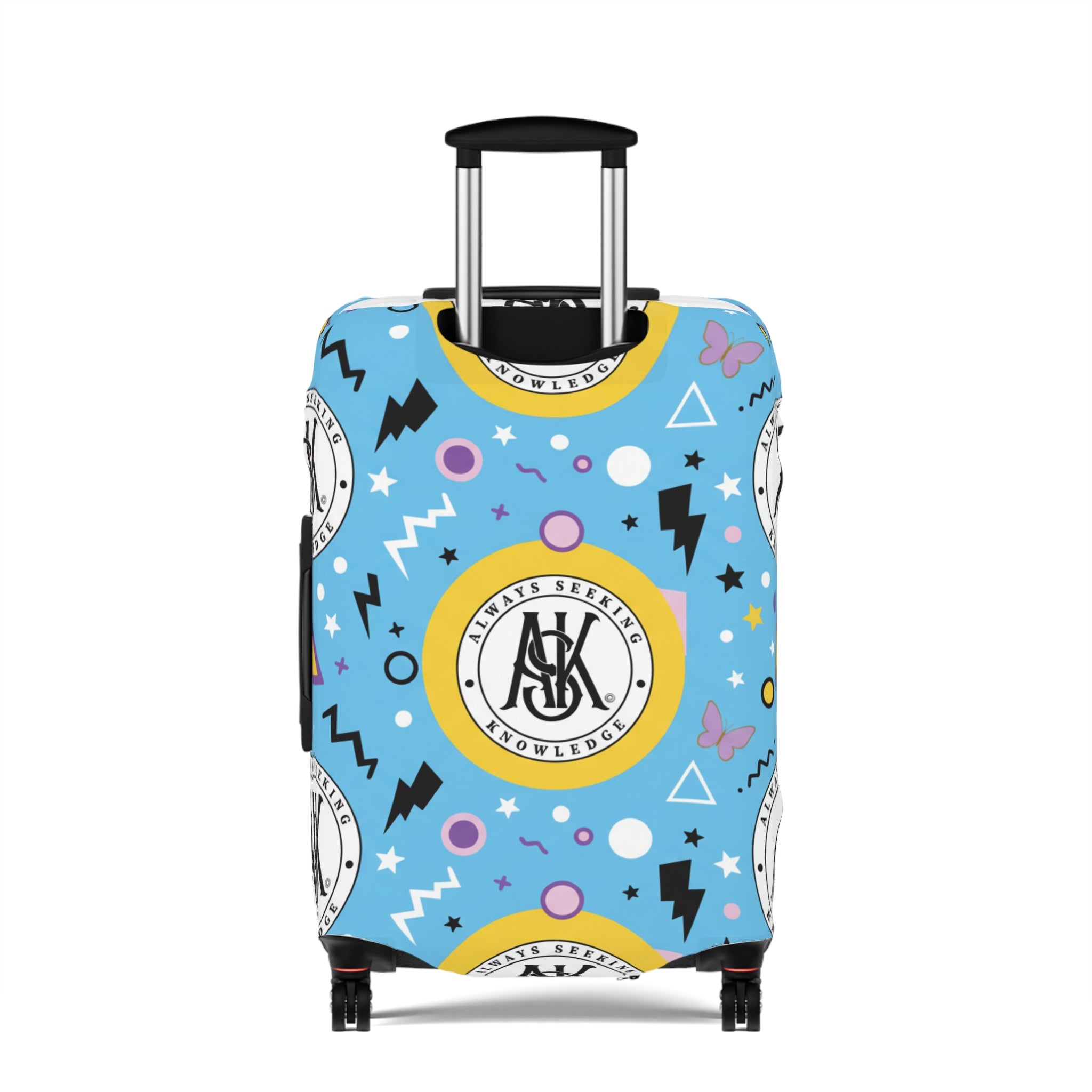 Retro Blue Luggage Cover with Monogram Emblem