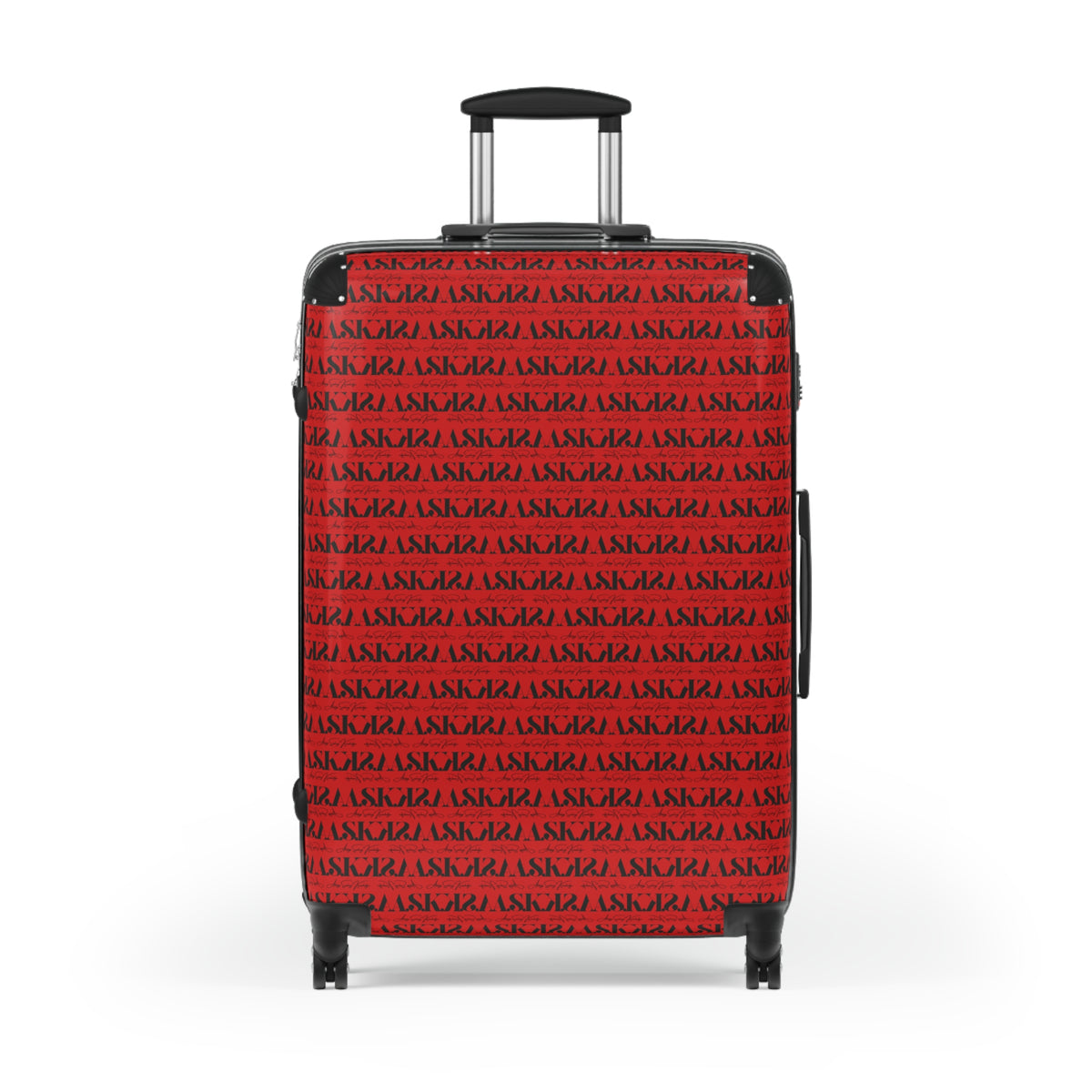 Red Script Pattern Carry-On Suitcase – Travel Luggage with Repeating Text Design