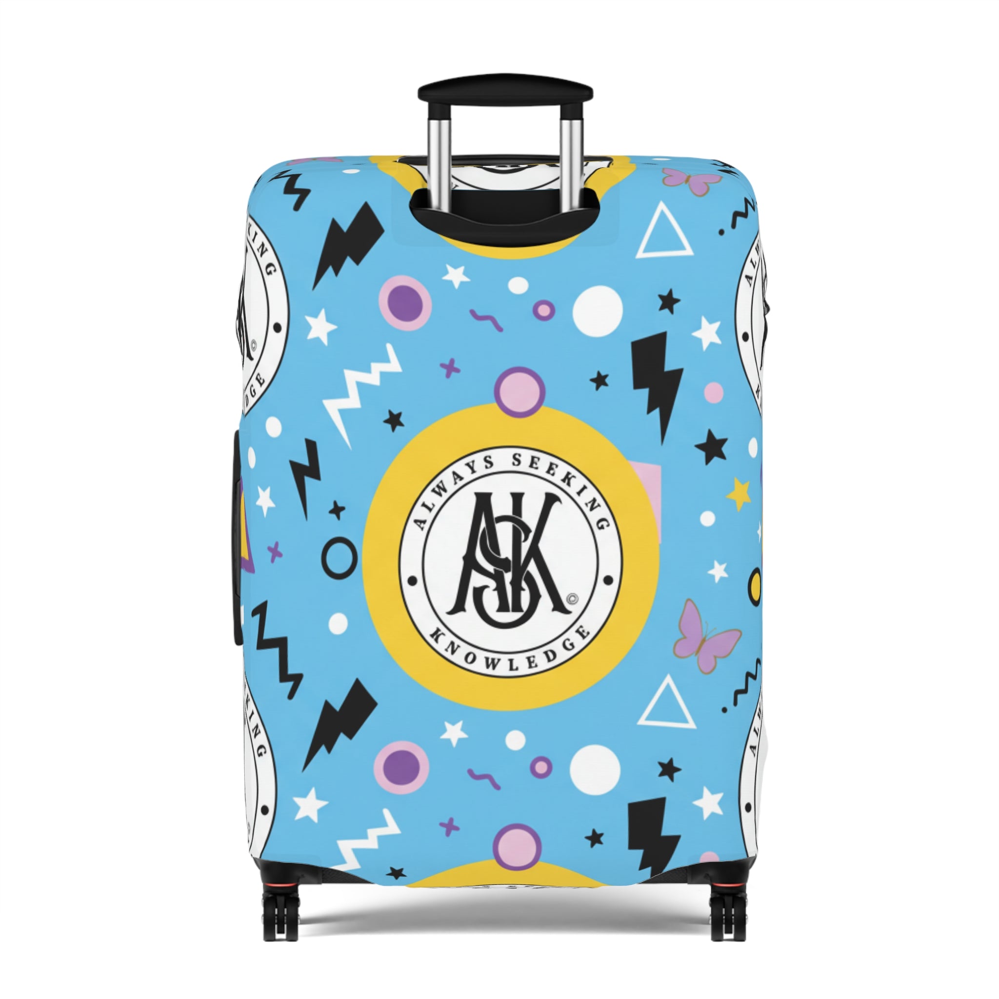 Retro Blue Luggage Cover with Monogram Emblem