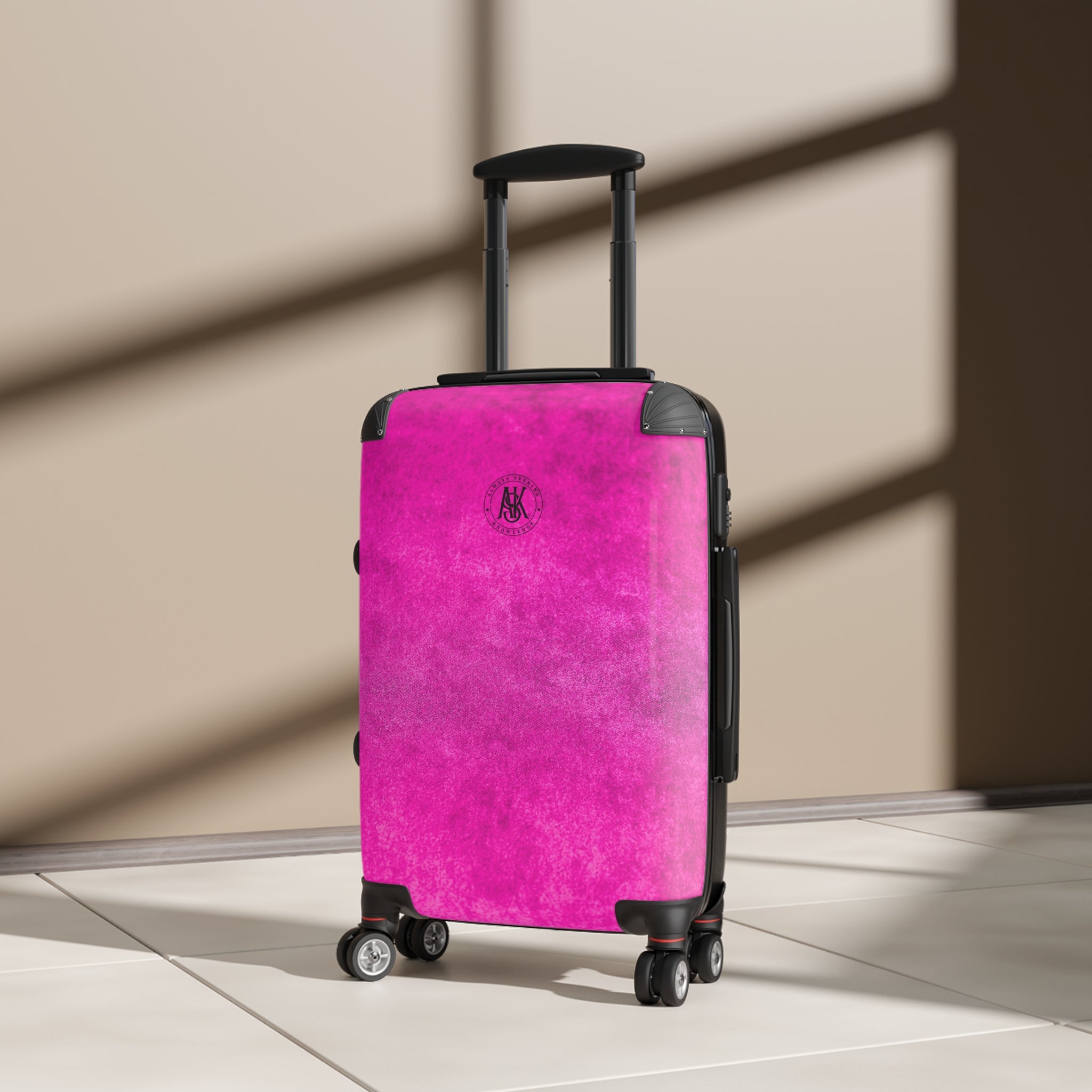 Pink Velvet Luggage Cover Suitcase — Bright Fuchsia Travel Protector