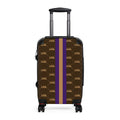 Monogram Stripe Suitcase — Luxury Brown & Purple Carry-On with Repeat Logo