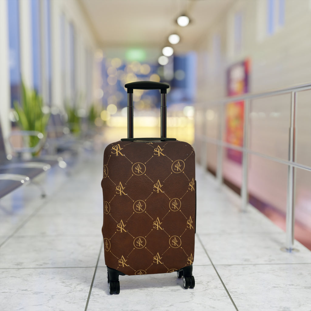 Monogrammed Brown Luggage Cover – Luxury Travel Protector