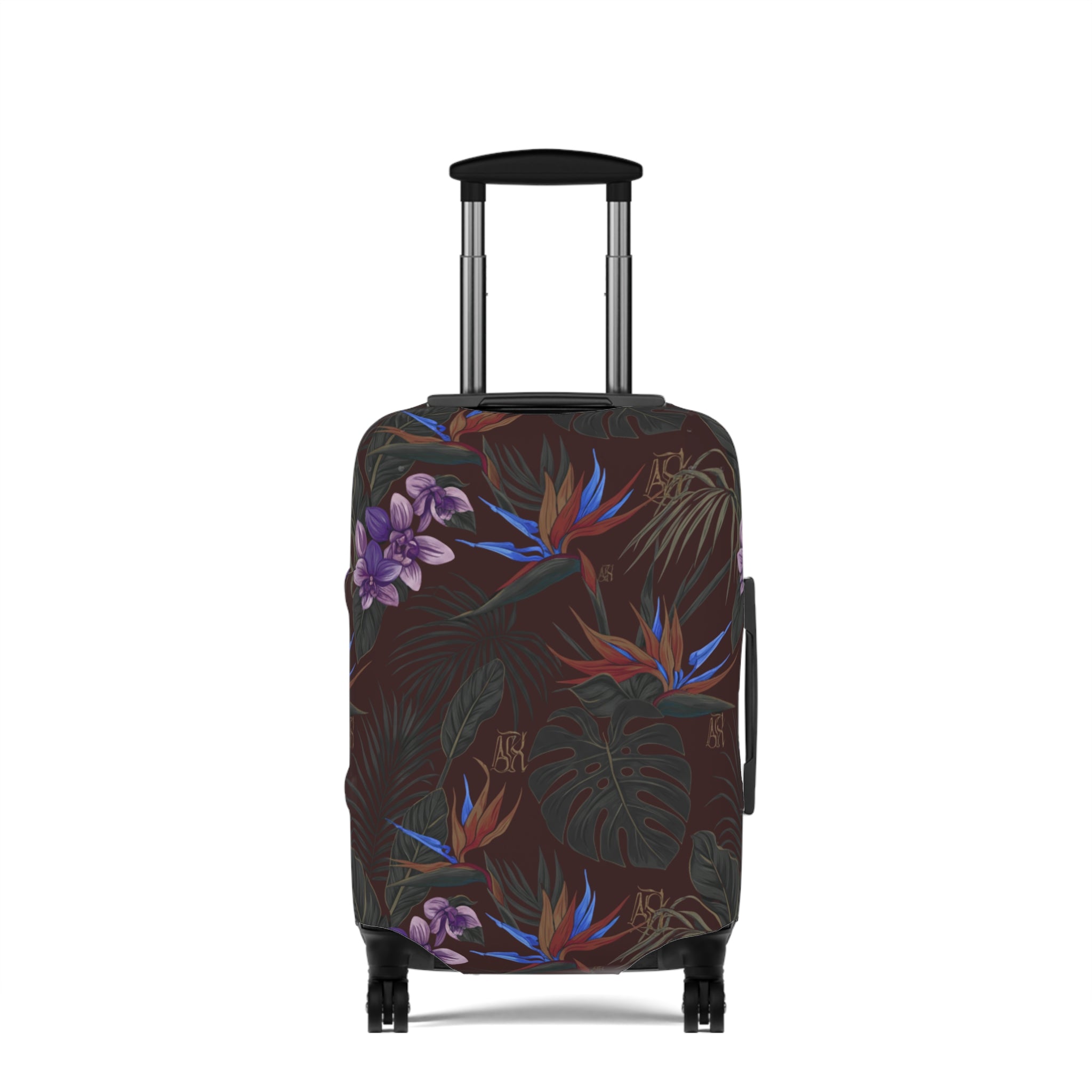 Tropical Night Luggage Cover — Dark Floral Suitcase Protector