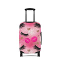 Pink Kiss & Lashes Luggage Cover — Cute Travel Protector for Women