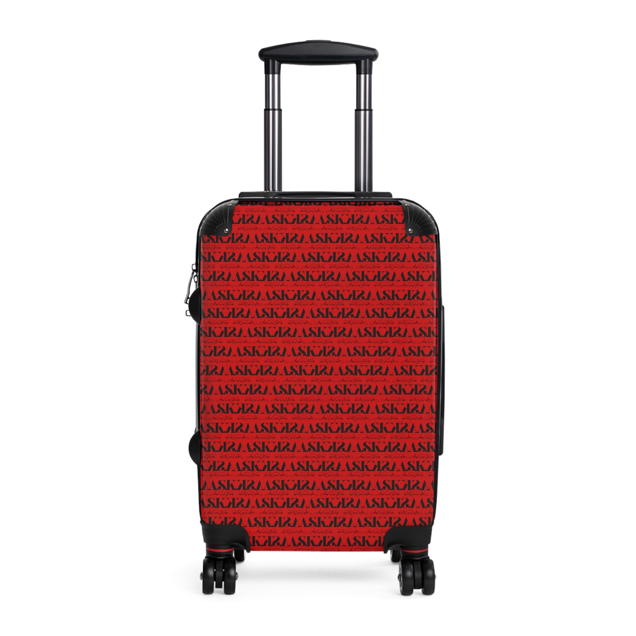 Red Script Pattern Carry-On Suitcase – Travel Luggage with Repeating Text Design