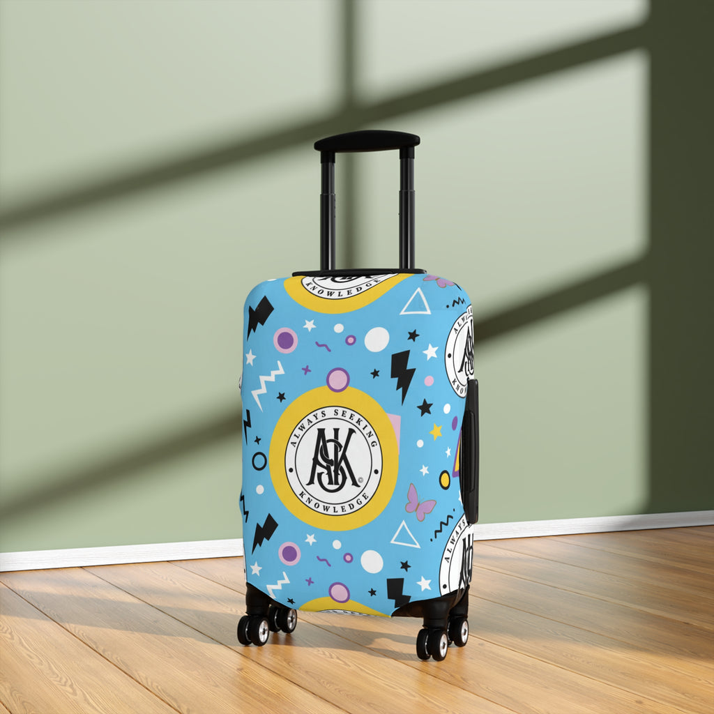 Retro Blue Luggage Cover with Monogram Emblem