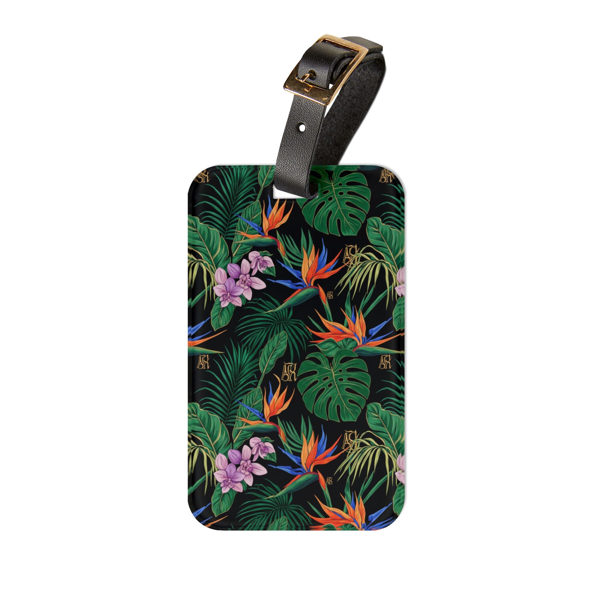 Tropical Floral Luggage Tag — Bird of Paradise & Monstera Travel ID
