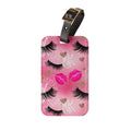 Pink Glam Luggage Tag — Eyelash & Lip Print Travel ID