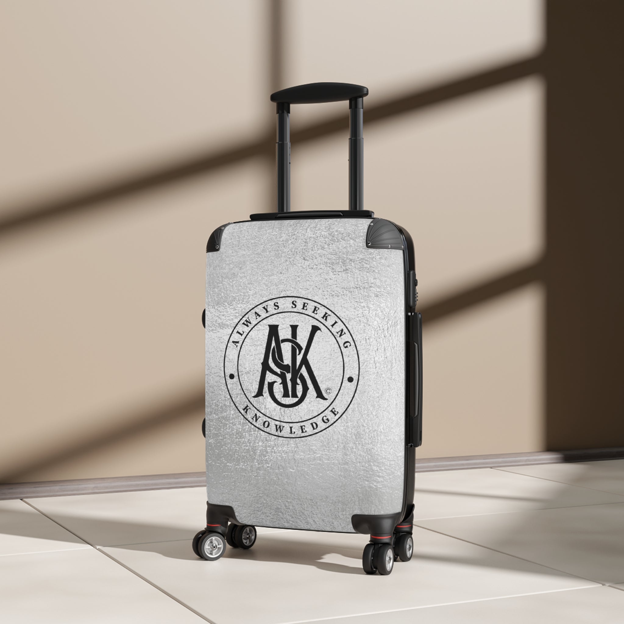 Suitcase — 'Always Seeking Knowledge' Travel Carry-On with Monogram Logo