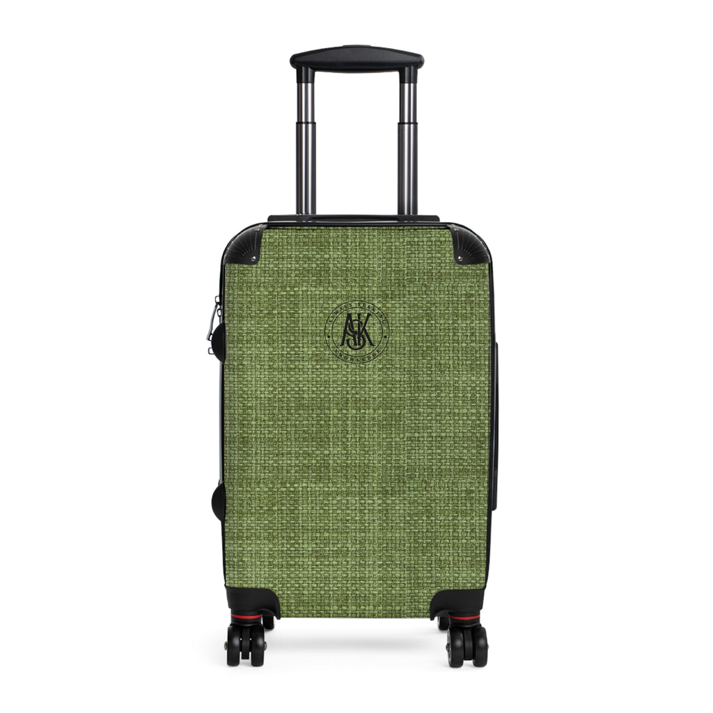 Green Linen Monogram Suitcase — Personalized Carry-On Luggage