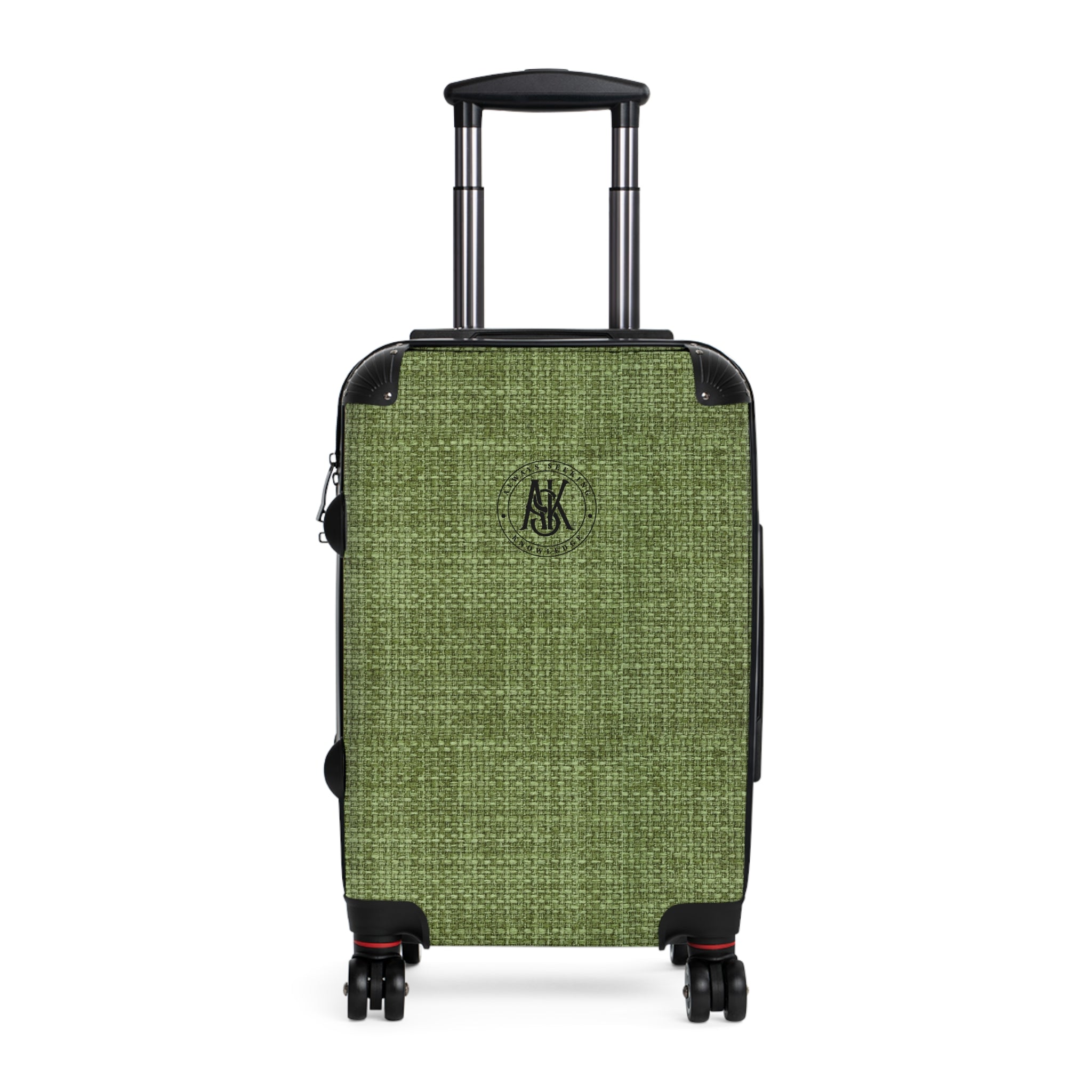 Green Linen Monogram Suitcase — Personalized Carry-On Luggage