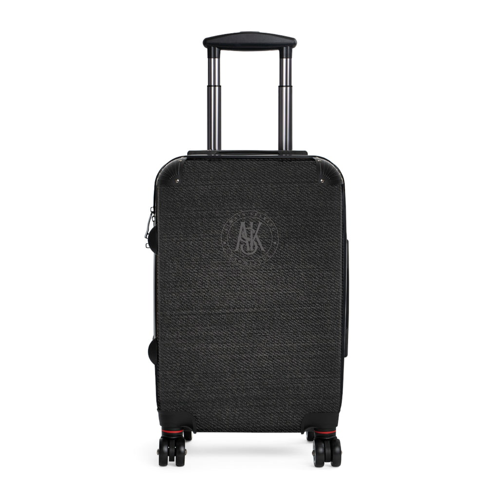 Carry-On Suitcase with Monogrammed Circle Logo — Durable Black Travel Luggage