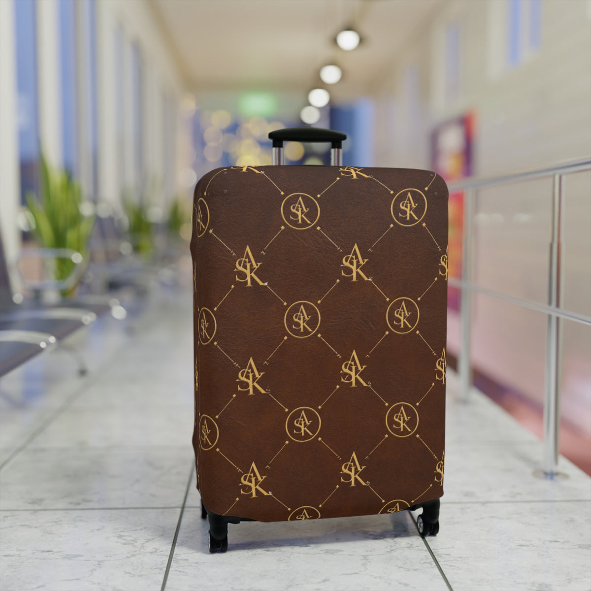 Monogrammed Brown Luggage Cover – Luxury Travel Protector