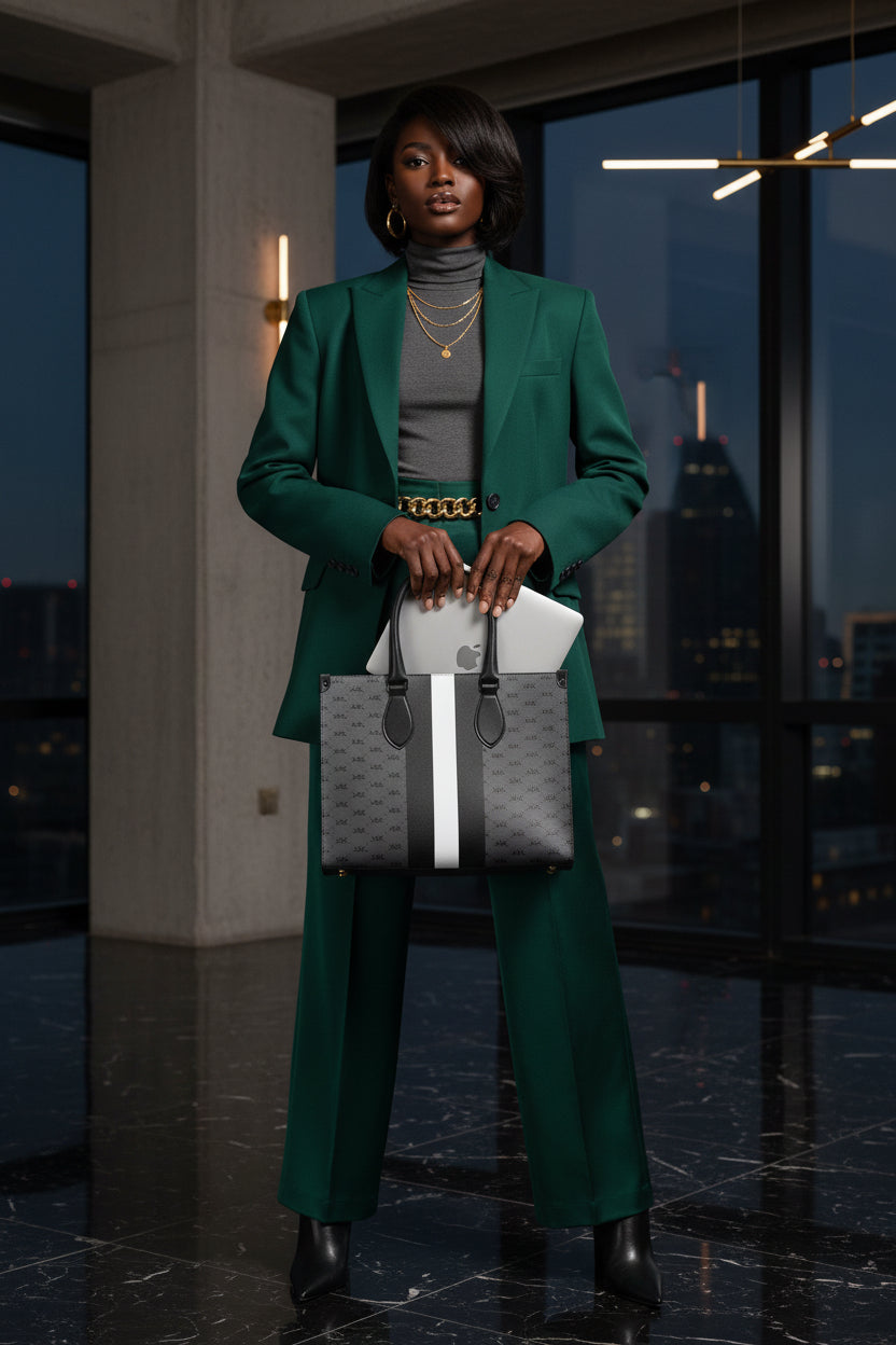 KARRINE LEATHER  SHOPPER BW