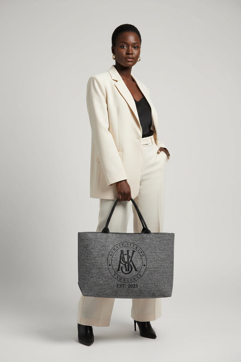 THE DEB ASK MONOGRAM CARRYALL- GRAY