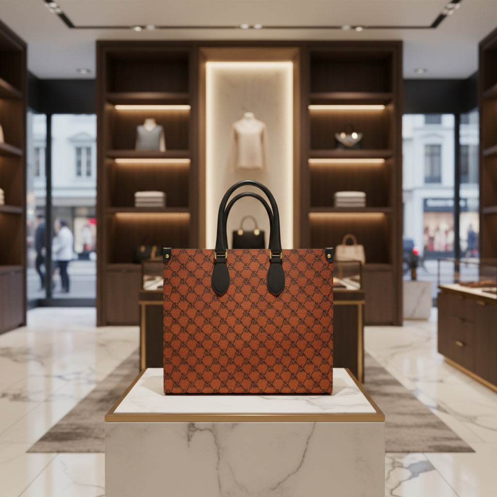 KARRINE ASK DIAMOND CREST LEATHER TOTE
