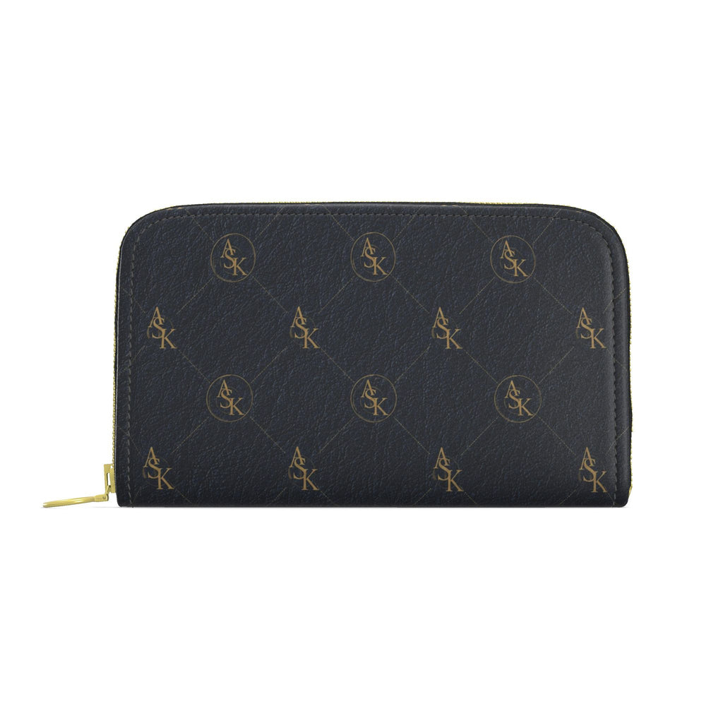 LOIS ZIP MONOGRAM BLK/GOLD PURSE