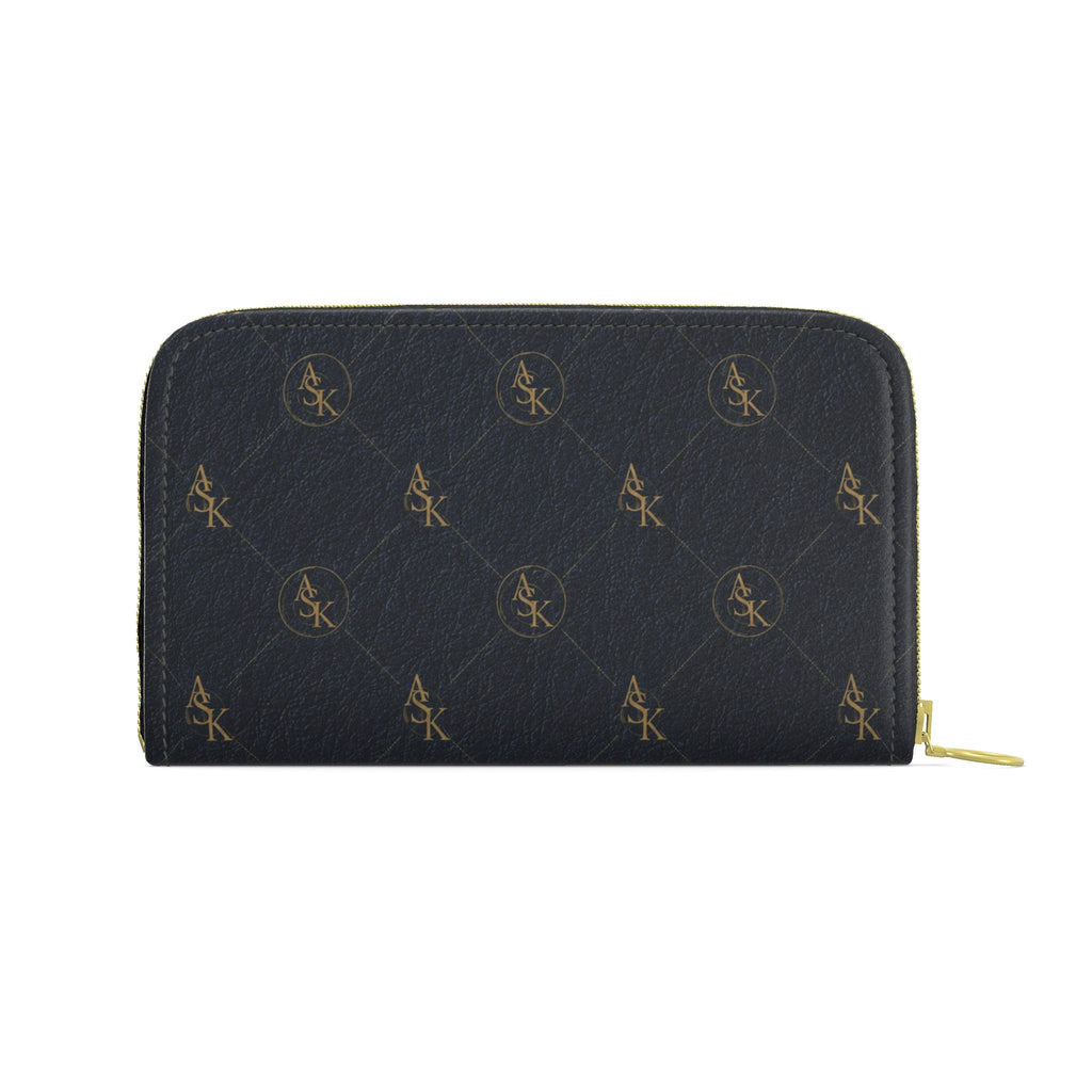 LOIS ZIP MONOGRAM BLK/GOLD PURSE