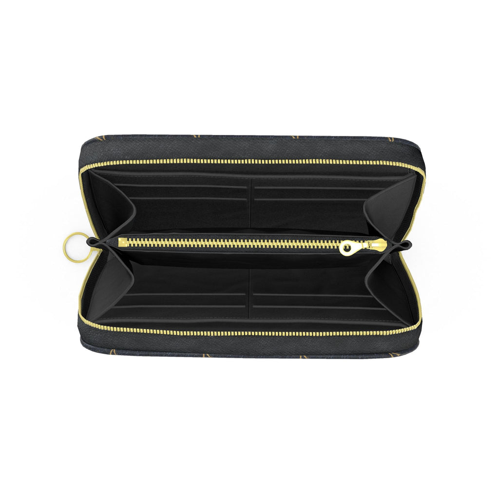 LOIS ZIP MONOGRAM BLK/GOLD PURSE
