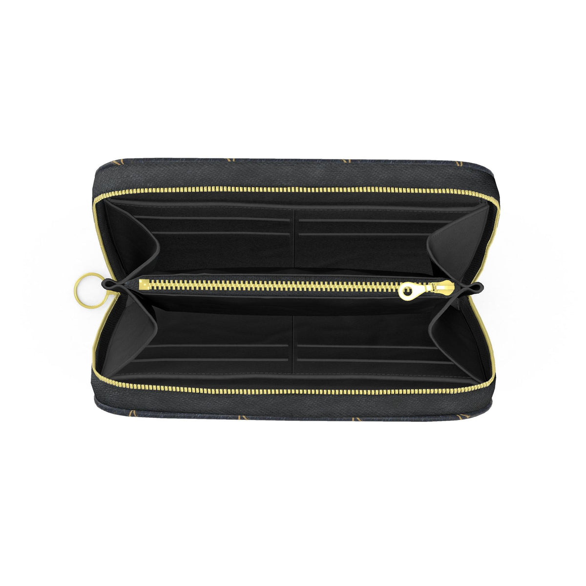 LOIS ZIP MONOGRAM BLK/GOLD PURSE