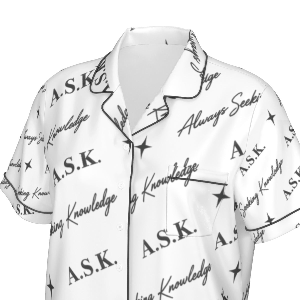 ASK MONOGRAM WHITE  2 PIECE PJ'S