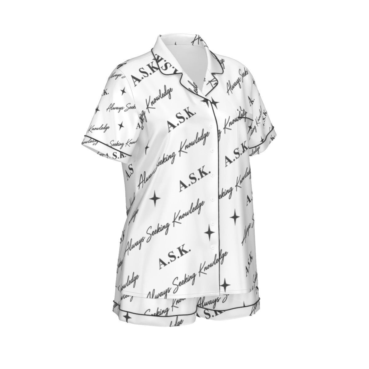 ASK MONOGRAM WHITE  2 PIECE PJ'S