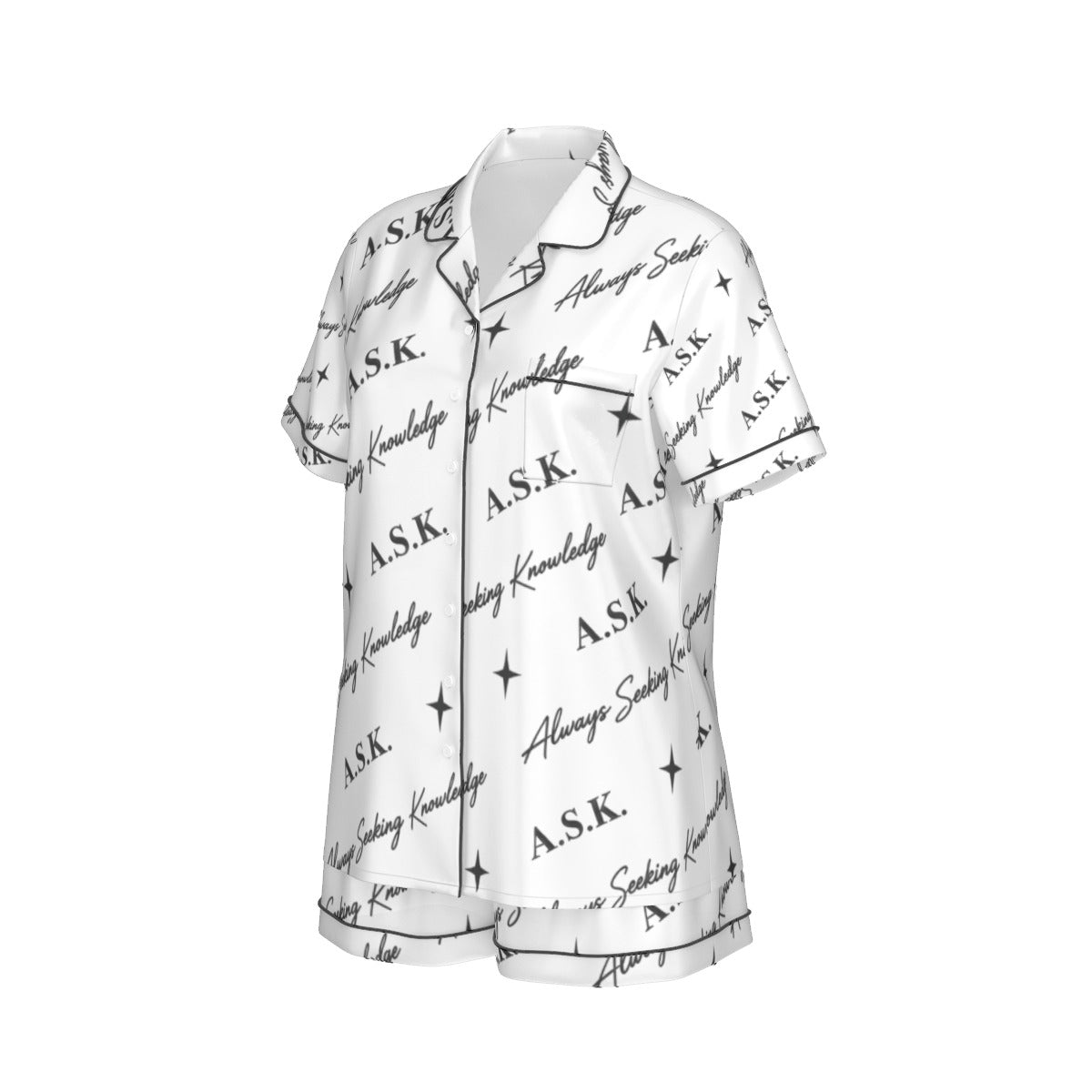 ASK MONOGRAM WHITE  2 PIECE PJ'S
