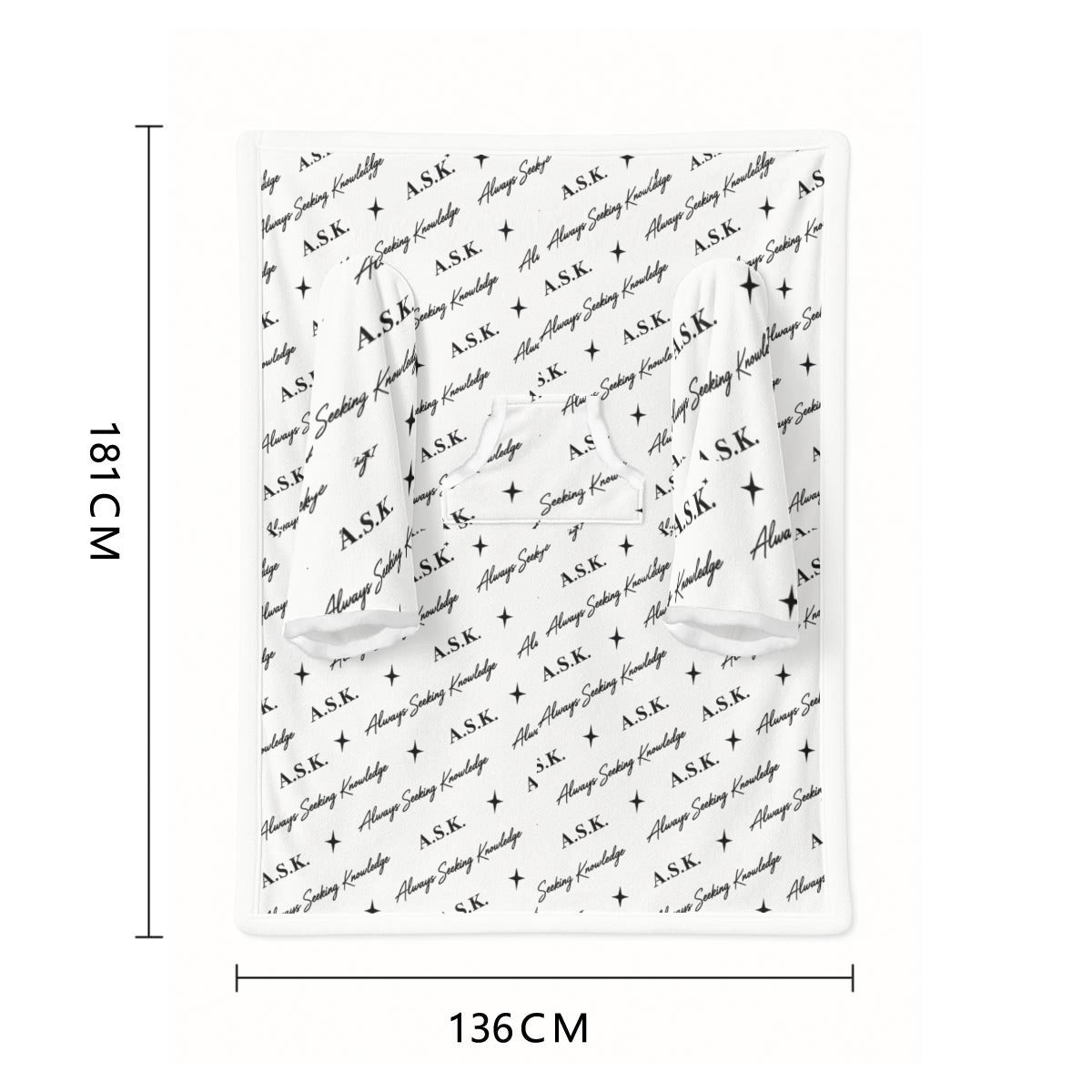 A.S.K. MONOGRAM COZY WEARABLE BLANKET (white)