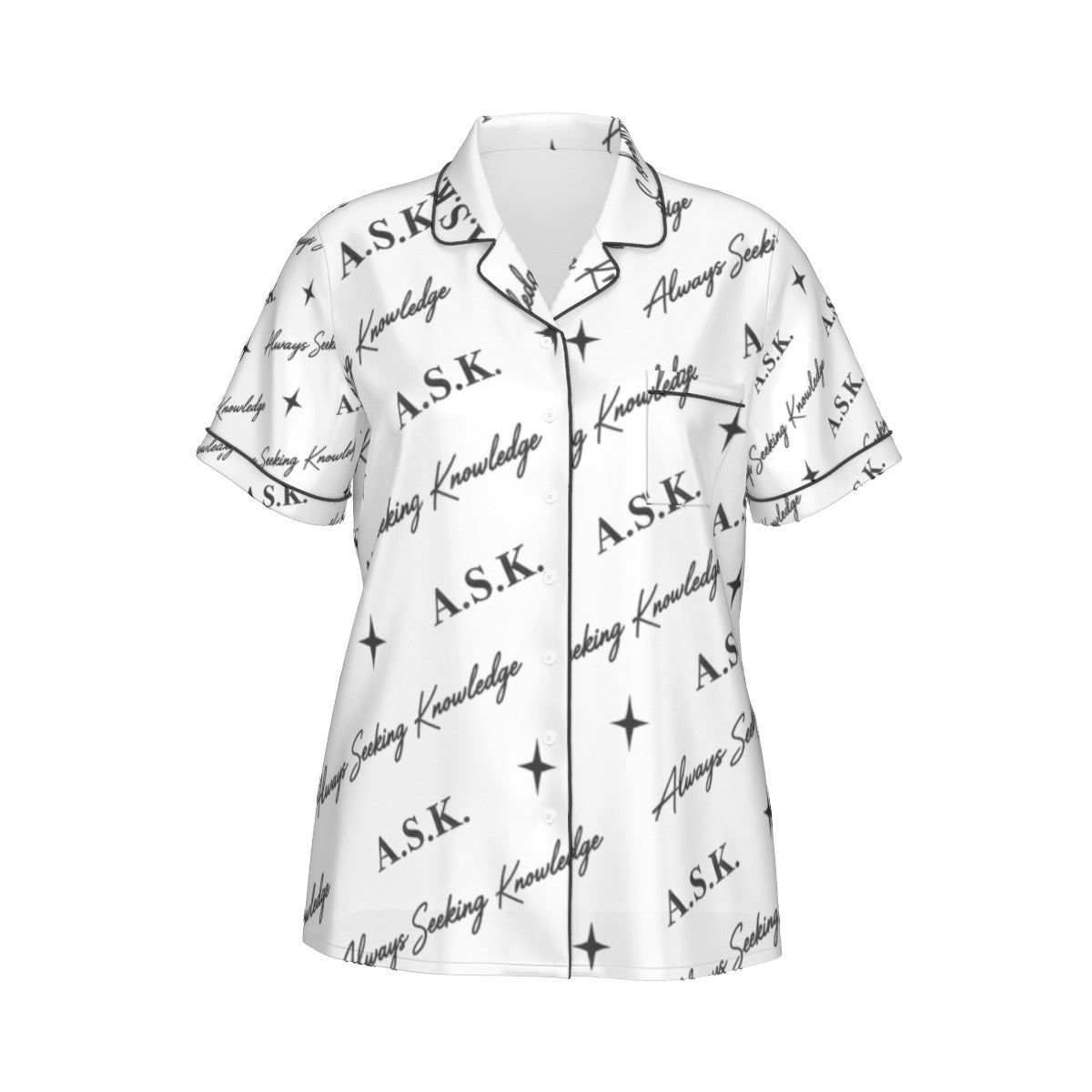 ASK MONOGRAM WHITE  2 PIECE PJ'S