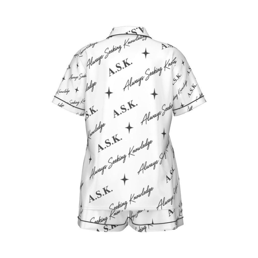 ASK MONOGRAM WHITE  2 PIECE PJ'S